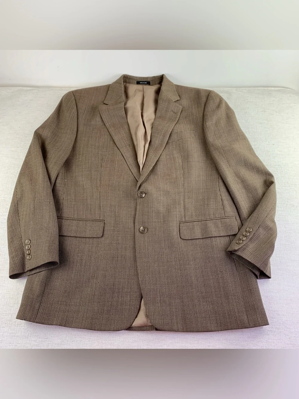 Lauren Ralph Lauren men's 44L 100% wool plaid blazer sport coat in brown